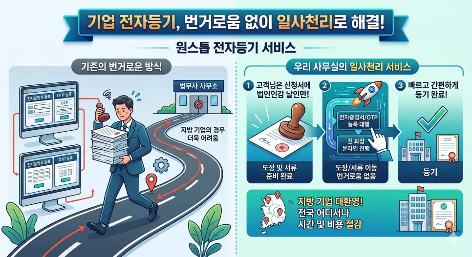 Advantages of e-filing — faster, remote registration especially for companies outside Seoul